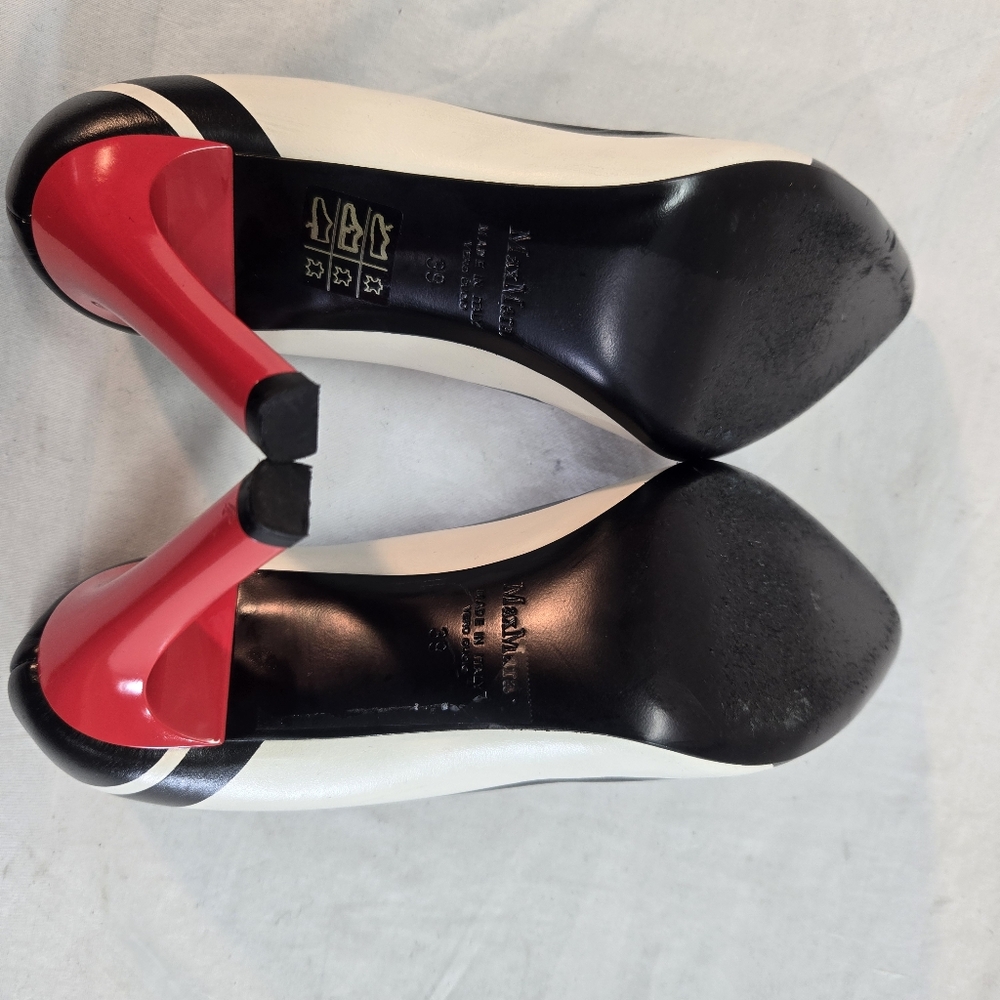 MAX MARA Women’s Size 39 Colorblock Leather Pump Heels - Picture 6 of 7
